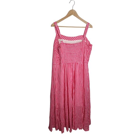 CIty Chic Picnic Maxi Dress Pink Gingham A Line Smocked M/18 - Picture 2 of 8